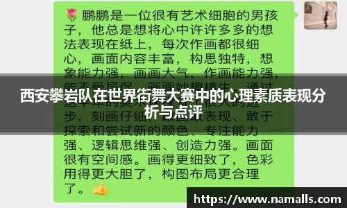 西安攀岩队在世界街舞大赛中的心理素质表现分析与点评